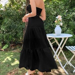 Twist front tube top and ruffle hem skirt